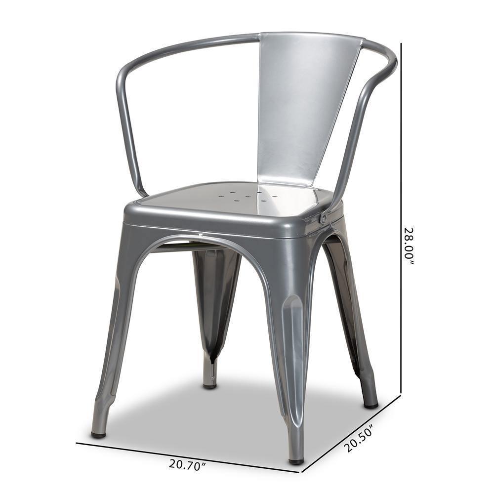 Ryland Modern Industrial Grey Finished Metal 4-Piece Dining Chair Set FredCo