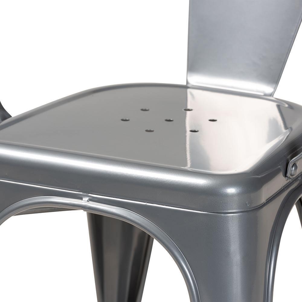 Ryland Modern Industrial Grey Finished Metal 4-Piece Dining Chair Set FredCo