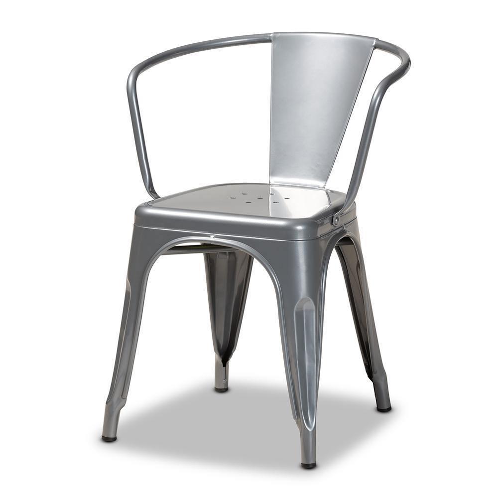 Ryland Modern Industrial Grey Finished Metal 4-Piece Dining Chair Set FredCo