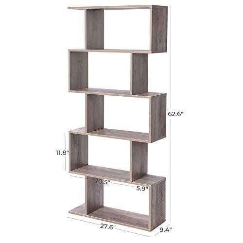 S-Shape Gray Bookcase and Display Shelf FredCo