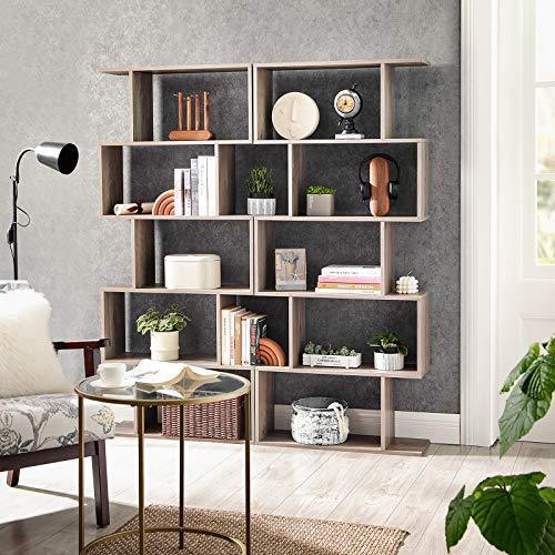 S-Shape Gray Bookcase and Display Shelf FredCo