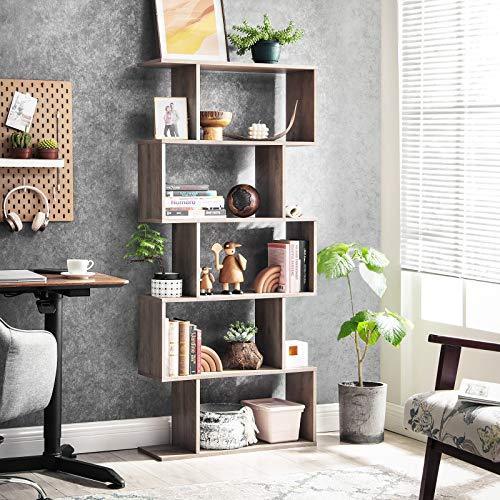 S-Shape Gray Bookcase and Display Shelf FredCo