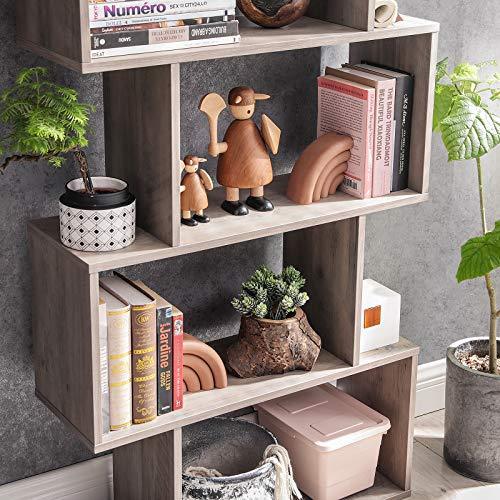 S-Shape Gray Bookcase and Display Shelf FredCo
