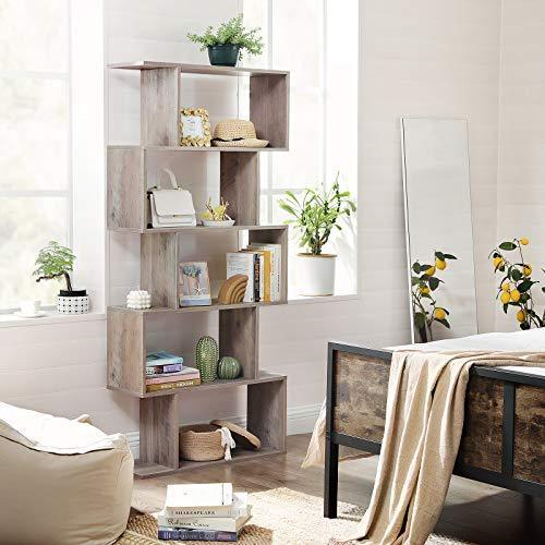S-Shape Gray Bookcase and Display Shelf FredCo