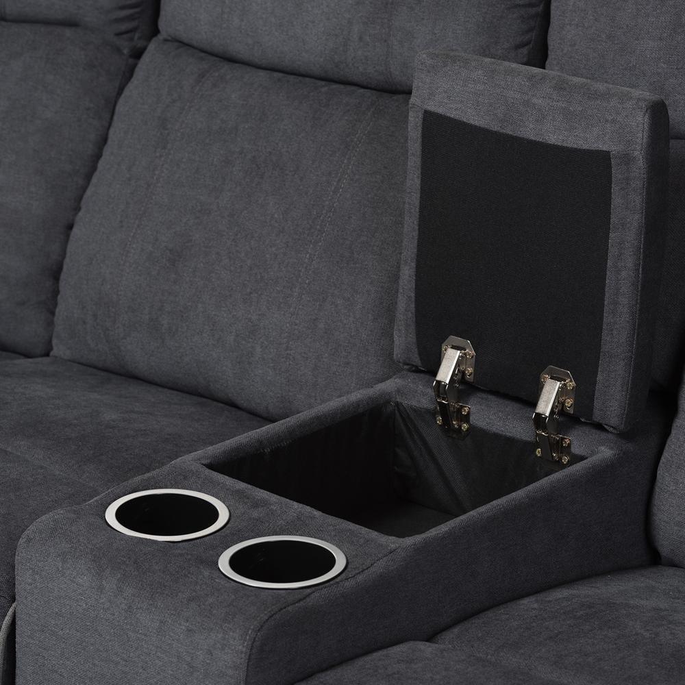 Sabella Modern and Contemporary Dark Grey and Light Grey Two-Tone Fabric 7-Piece Reclining Sectional FredCo