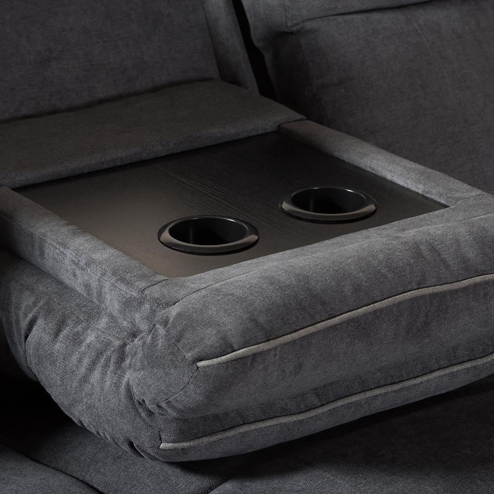 Sabella Modern and Contemporary Dark Grey and Light Grey Two-Tone Fabric 7-Piece Reclining Sectional FredCo