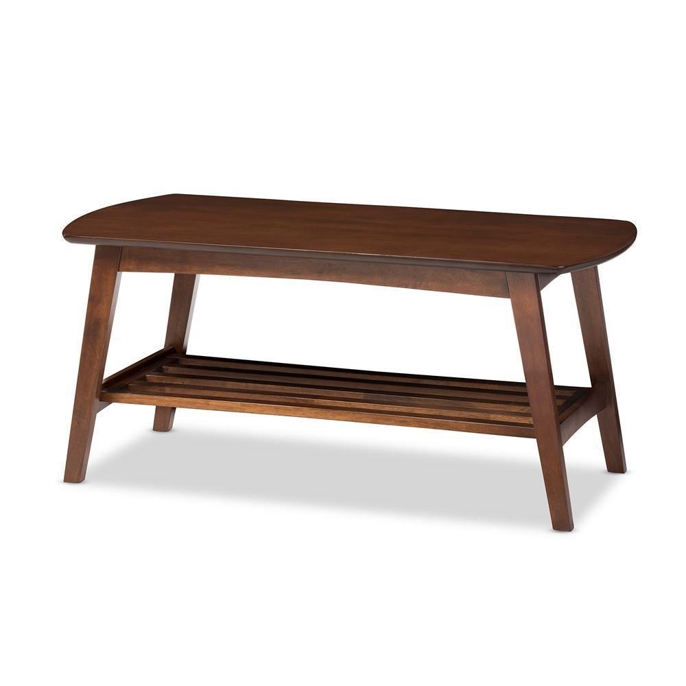 Sacramento Mid-century Modern Scandinavian Style Dark Walnut Coffee Table FredCo