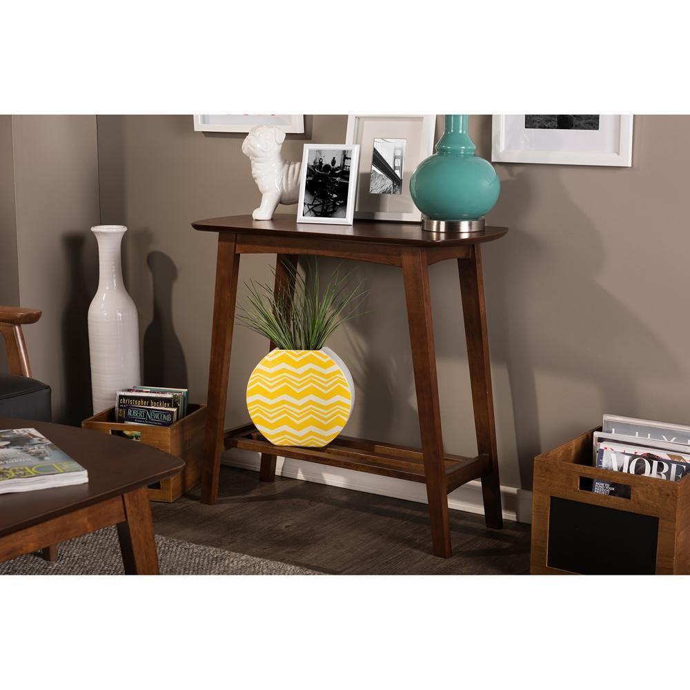 Sacramento Mid-century Modern Scandinavian Style Dark Walnut Console Table FredCo