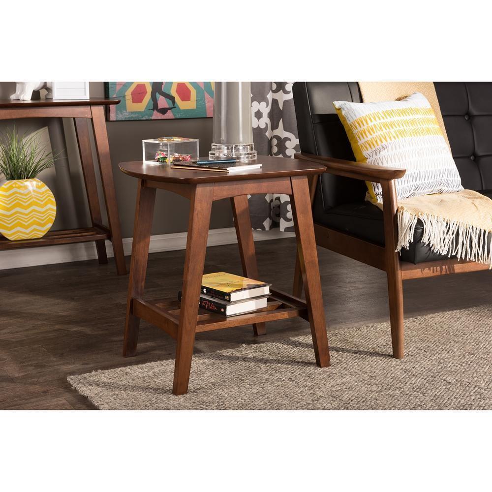 Sacramento Mid-century Modern Scandinavian Style Dark Walnut End Table FredCo