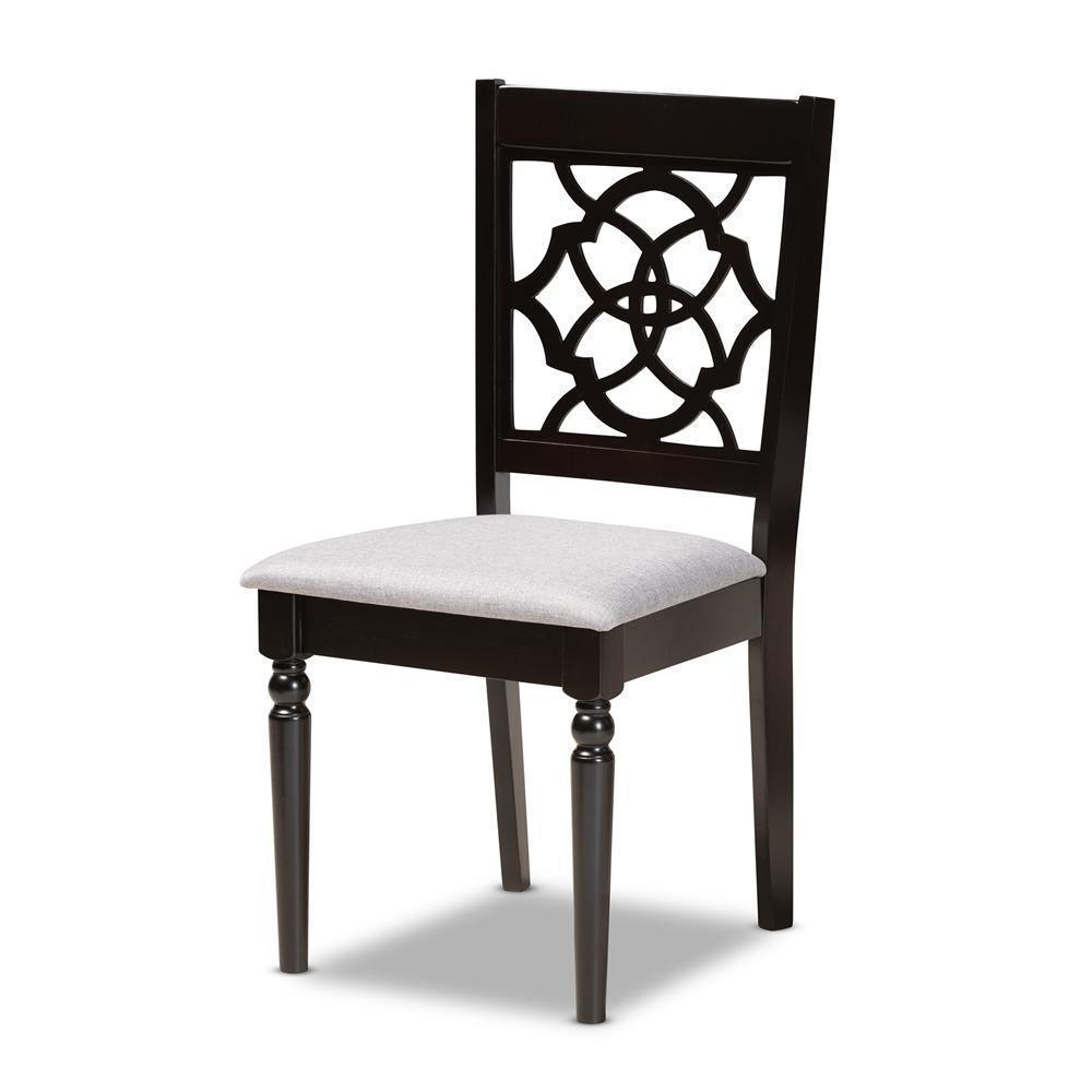 Sadie Modern and Contemporary Grey Fabric Upholstered and Dark Brown Finished Wood 7-Piece Dining Set FredCo
