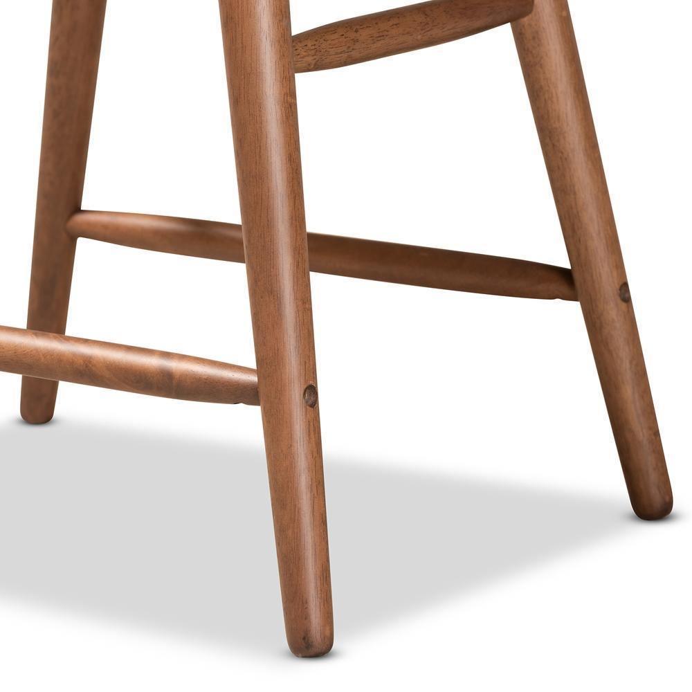 Sagira Modern and Contemporary Transitional Grey Velvet Fabric Upholstered and Walnut Brown Finished Wood 2-Piece Counter Stool Set FredCo