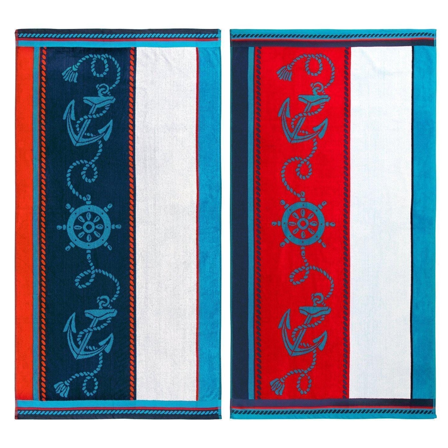 Sailing Egyptian Cotton Oversized Beach Towel Set, 2-Pieces FredCo