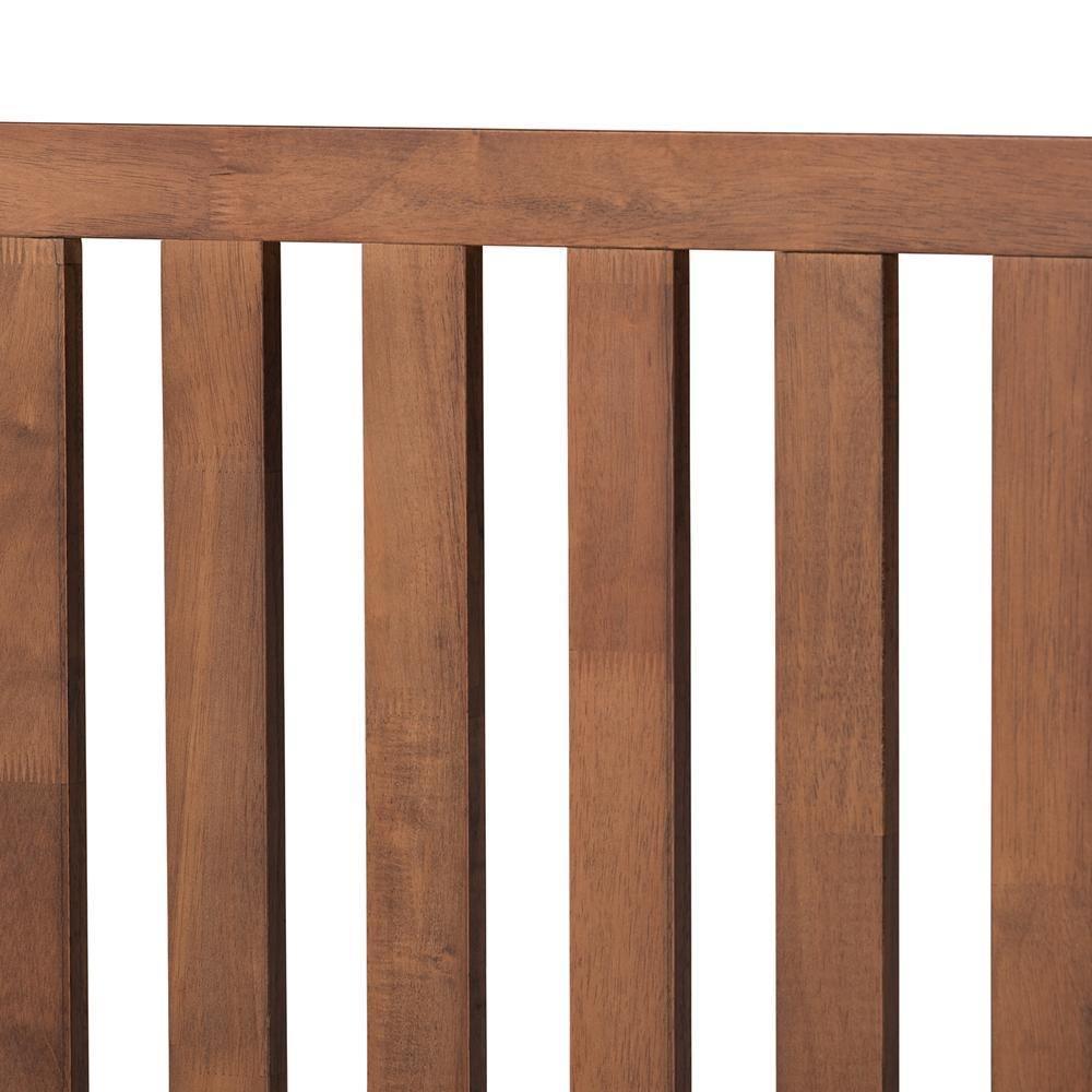 Saki Mid-Century Modern Walnut Brown Finished Wood Queen Size Platform Bed FredCo