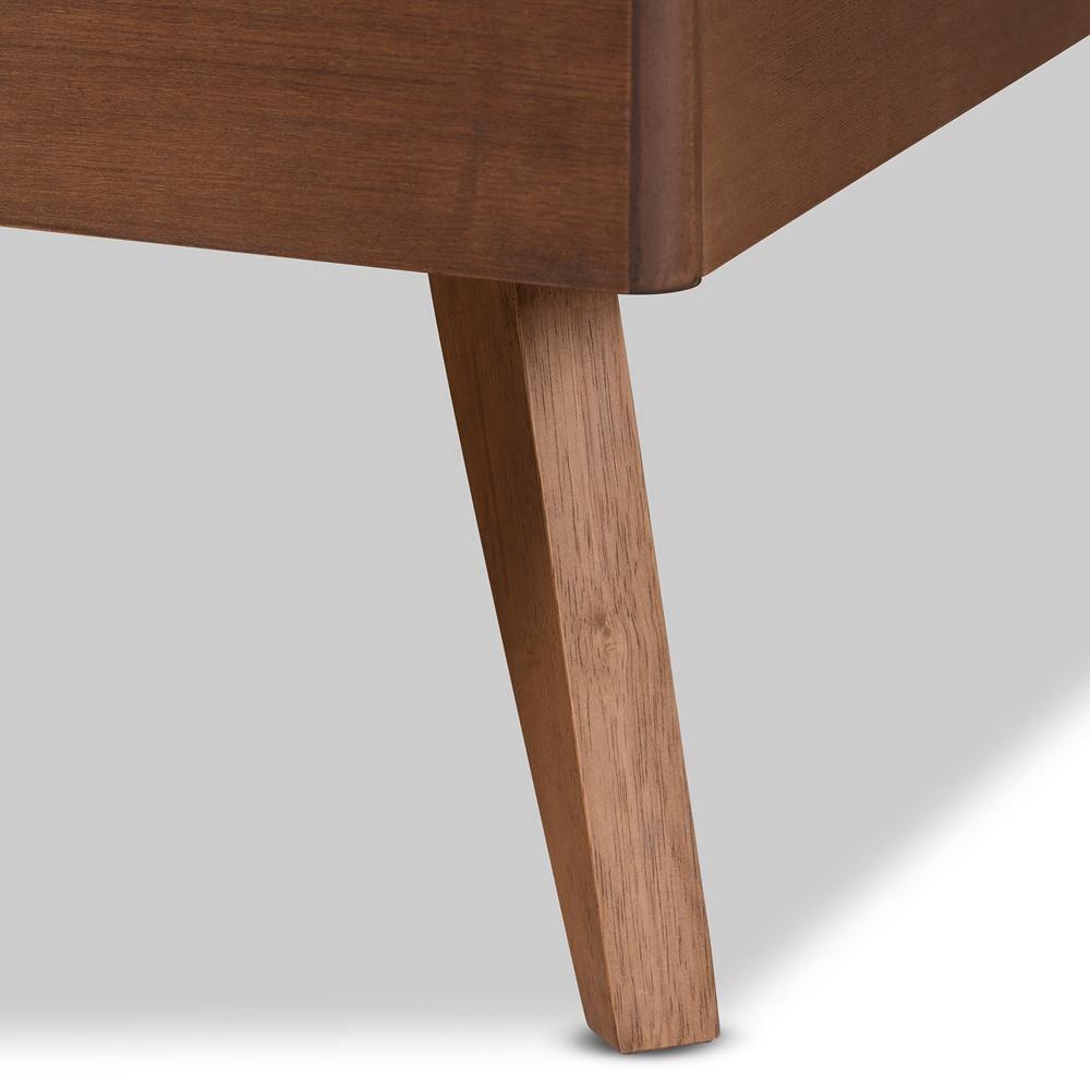 Saki Mid-Century Modern Walnut Brown Finished Wood Queen Size Platform Bed FredCo