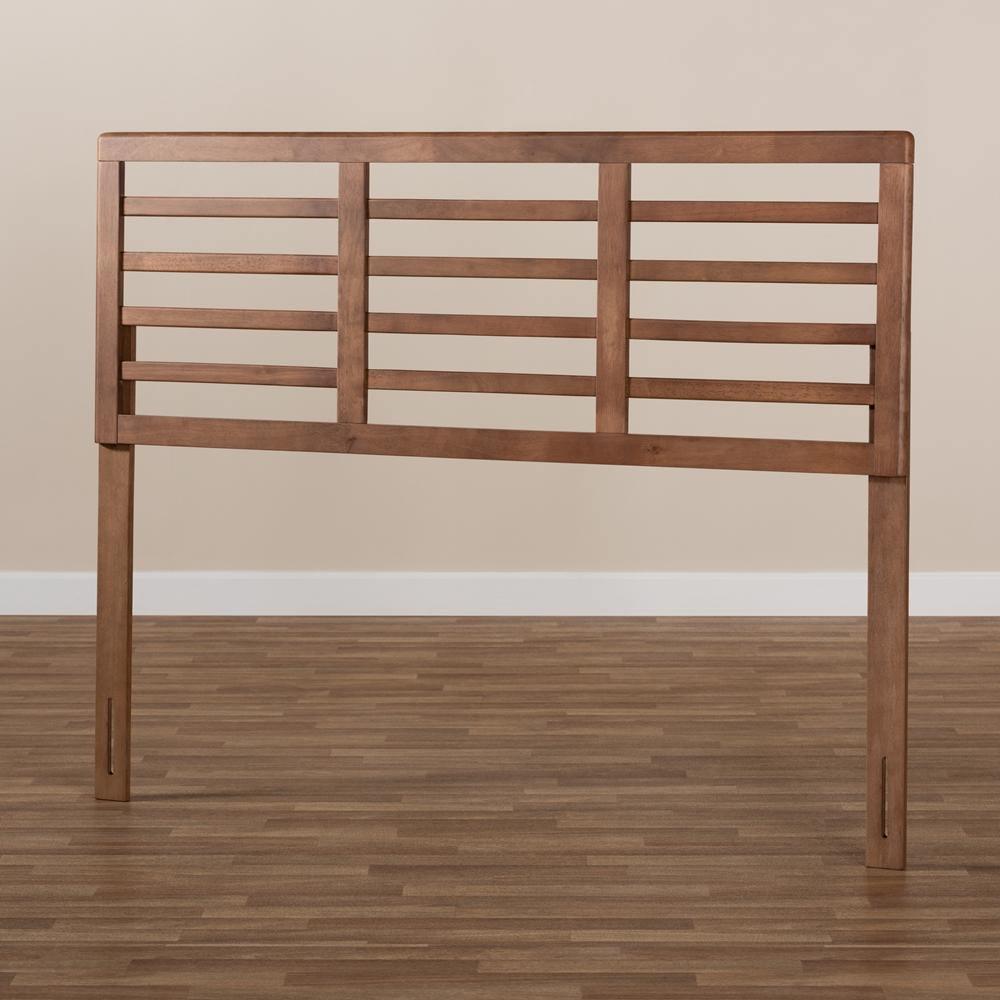 Salome Mid-Century Modern Walnut Brown Finished Wood King Size Open Slat Headboard FredCo