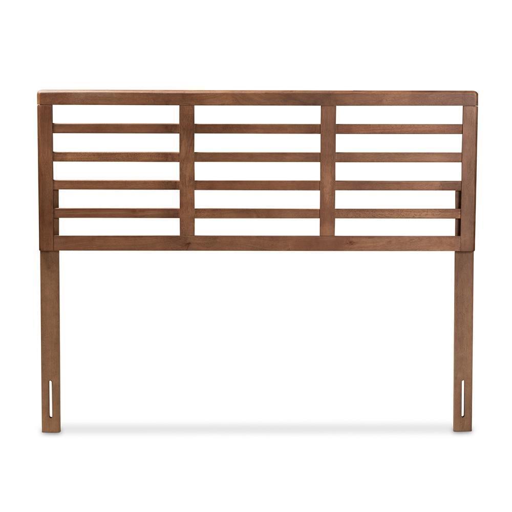 Salome Mid-Century Modern Walnut Brown Finished Wood King Size Open Slat Headboard FredCo