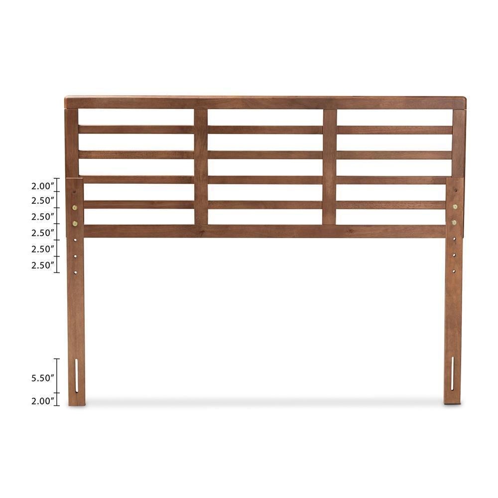 Salome Mid-Century Modern Walnut Brown Finished Wood King Size Open Slat Headboard FredCo