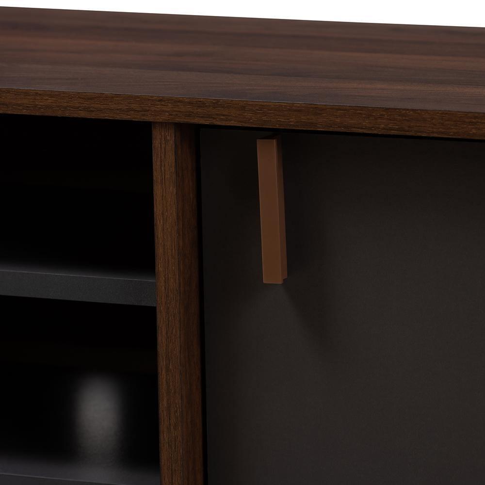 Samuel Mid-Century Modern Brown and Dark Grey Finished TV Stand FredCo