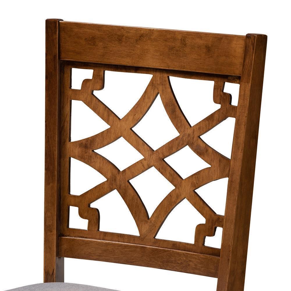 Sandra Modern and Contemporary Grey Fabric Upholstered and Walnut Brown Finished Wood 5-Piece Dining Set FredCo