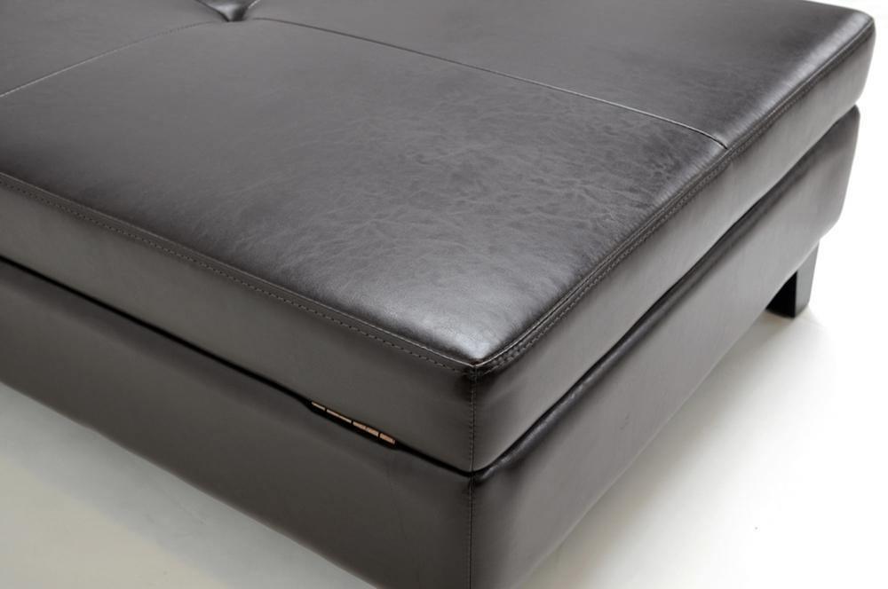 Sandusky Dark Brown Full Leather Cocktail Ottoman FredCo