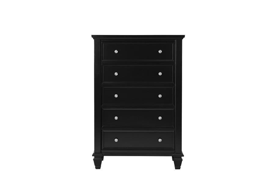 Sandy Beach 5-drawer Chest Black 201325 Coaster FredCo