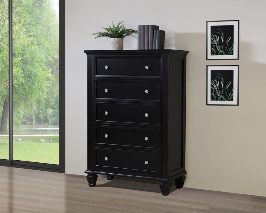 Sandy Beach 5-drawer Chest Black 201325 Coaster FredCo