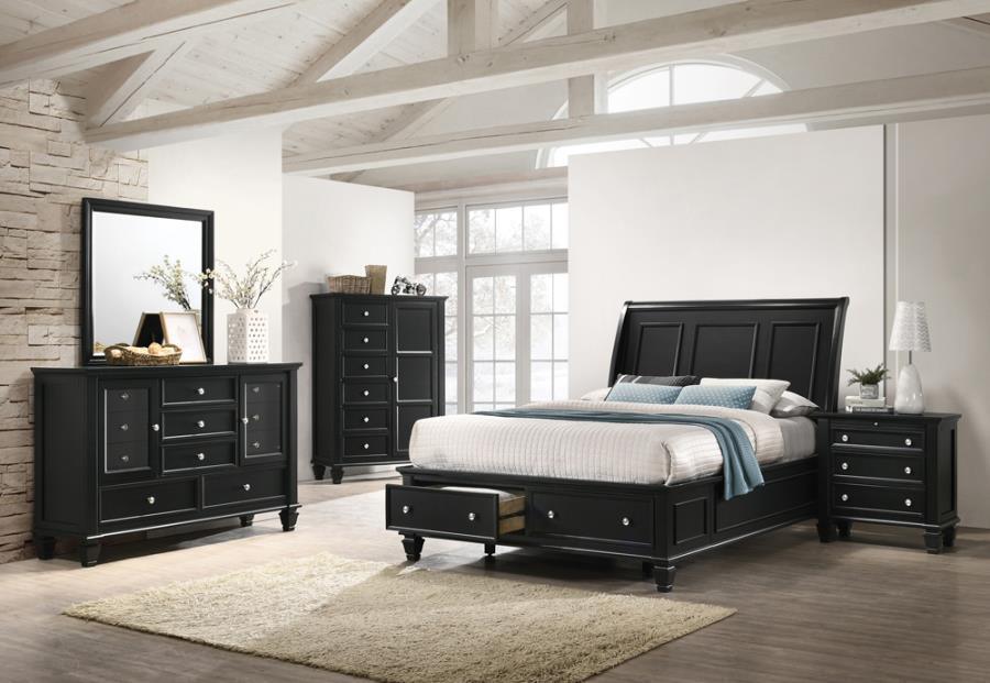 Sandy Beach Storage Bedroom Set with Sleigh Headboard Coaster Queen, 5-Piece FredCo