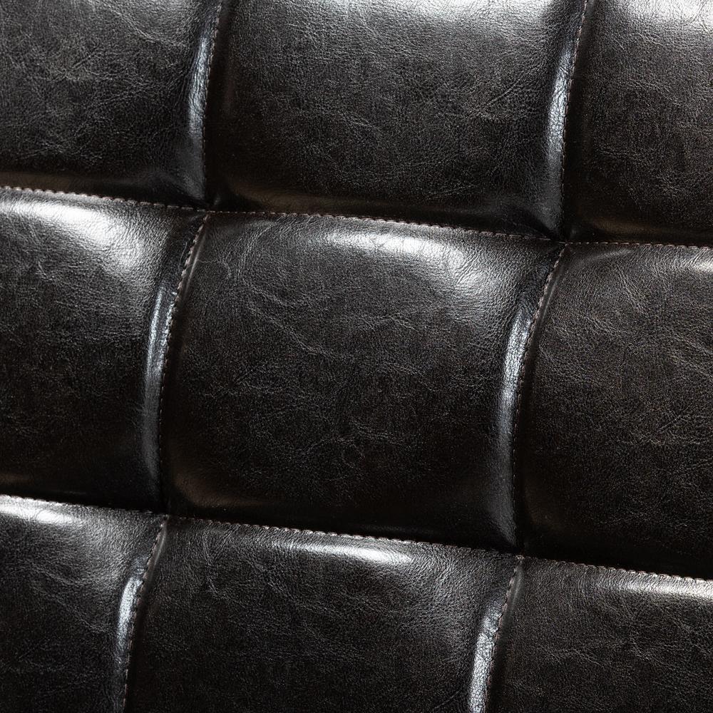 Sanford Mid-Century Modern Dark Brown Faux Leather Upholstered and Walnut Brown Finished Wood 2-Piece Dining Nook Banquette Set FredCo