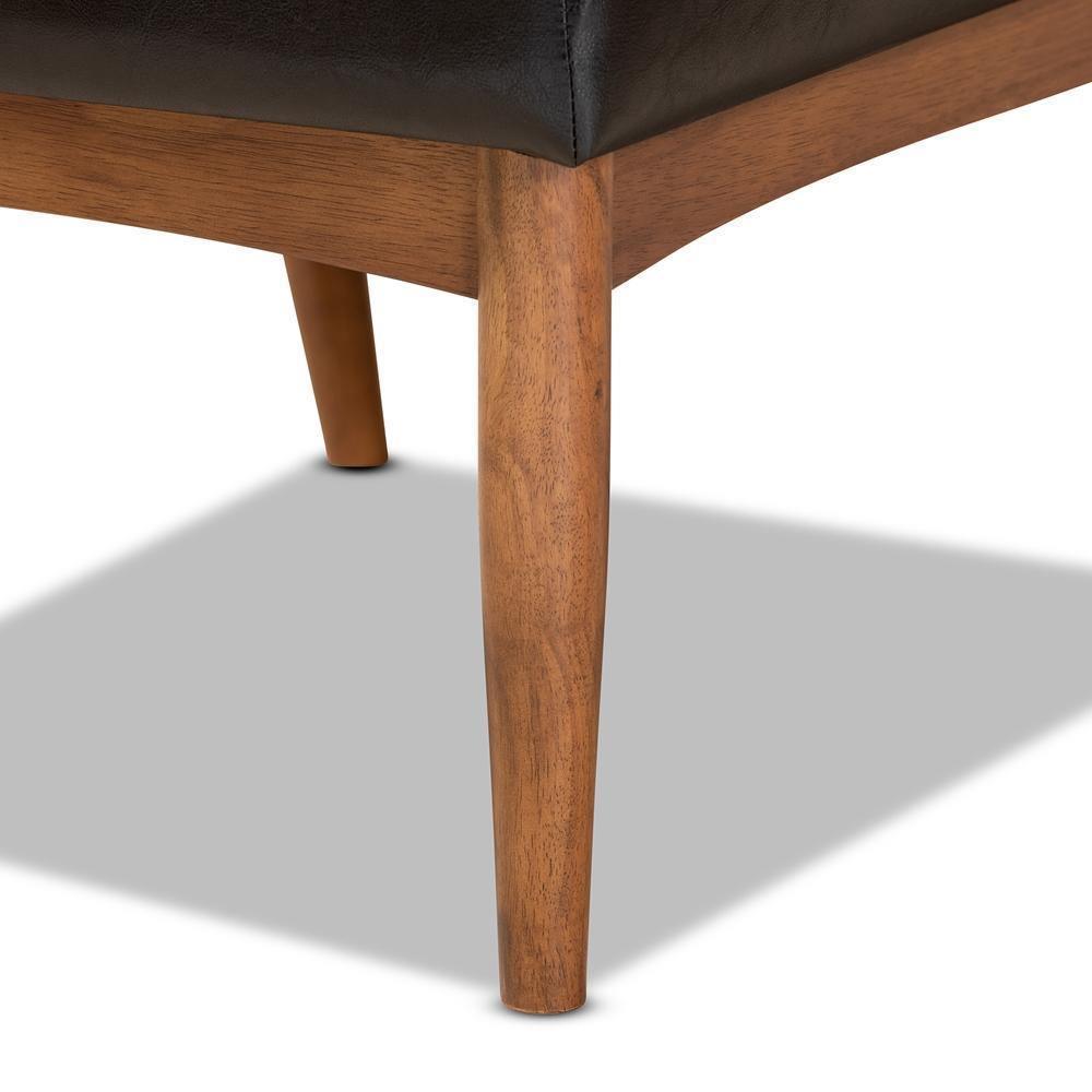Sanford Mid-Century Modern Dark Brown Faux Leather Upholstered and Walnut Brown Finished Wood Dining Chair FredCo