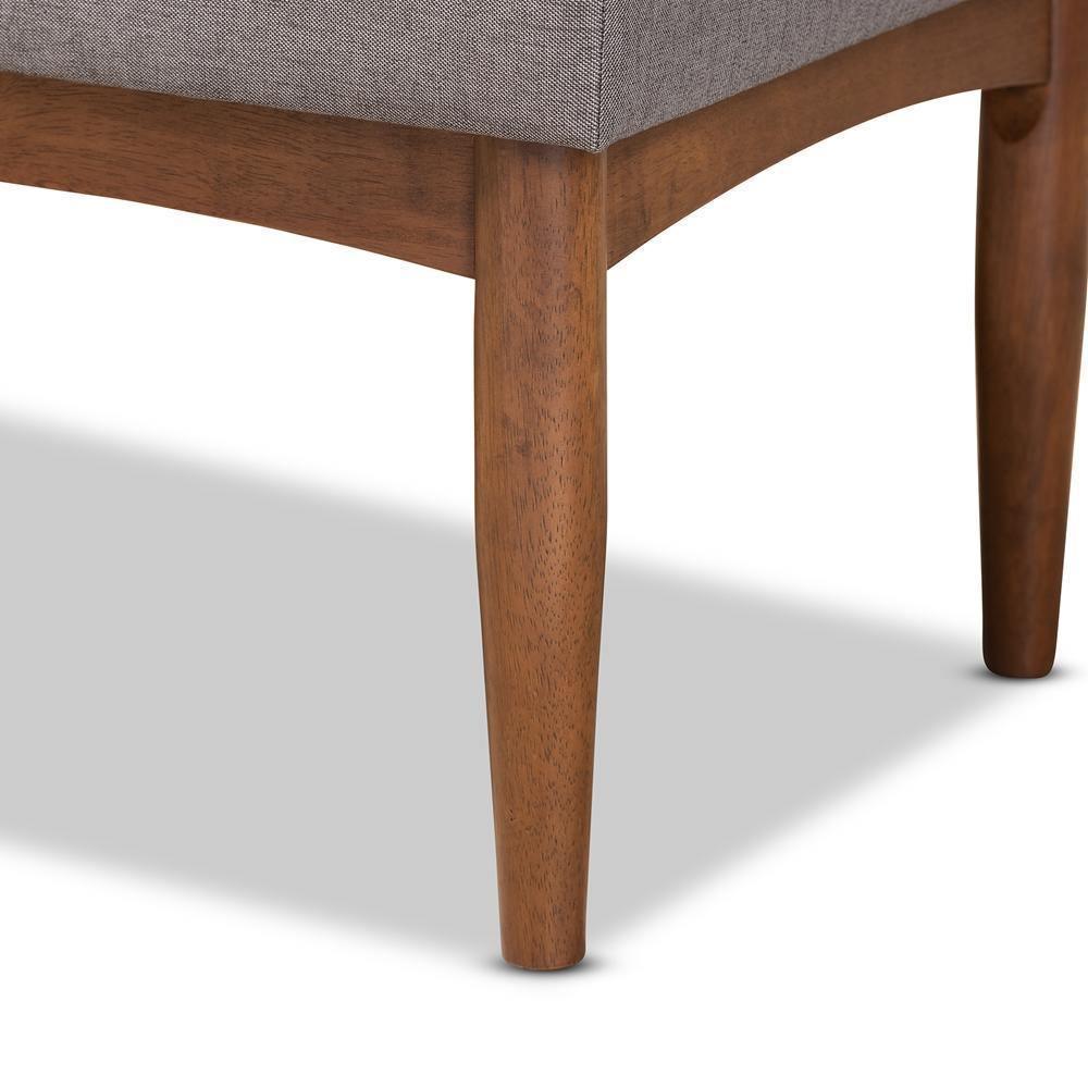 Sanford Mid-Century Modern Grey Fabric Upholstered and Walnut Brown Finished Wood 2-Piece Dining Nook Banquette Set FredCo