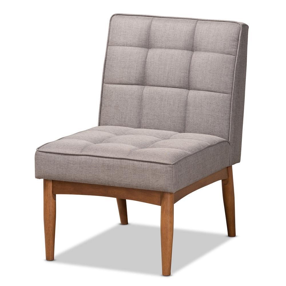 Sanford Mid-Century Modern Grey Fabric Upholstered and Walnut Brown Finished Wood 5-Piece Dining Nook Set FredCo