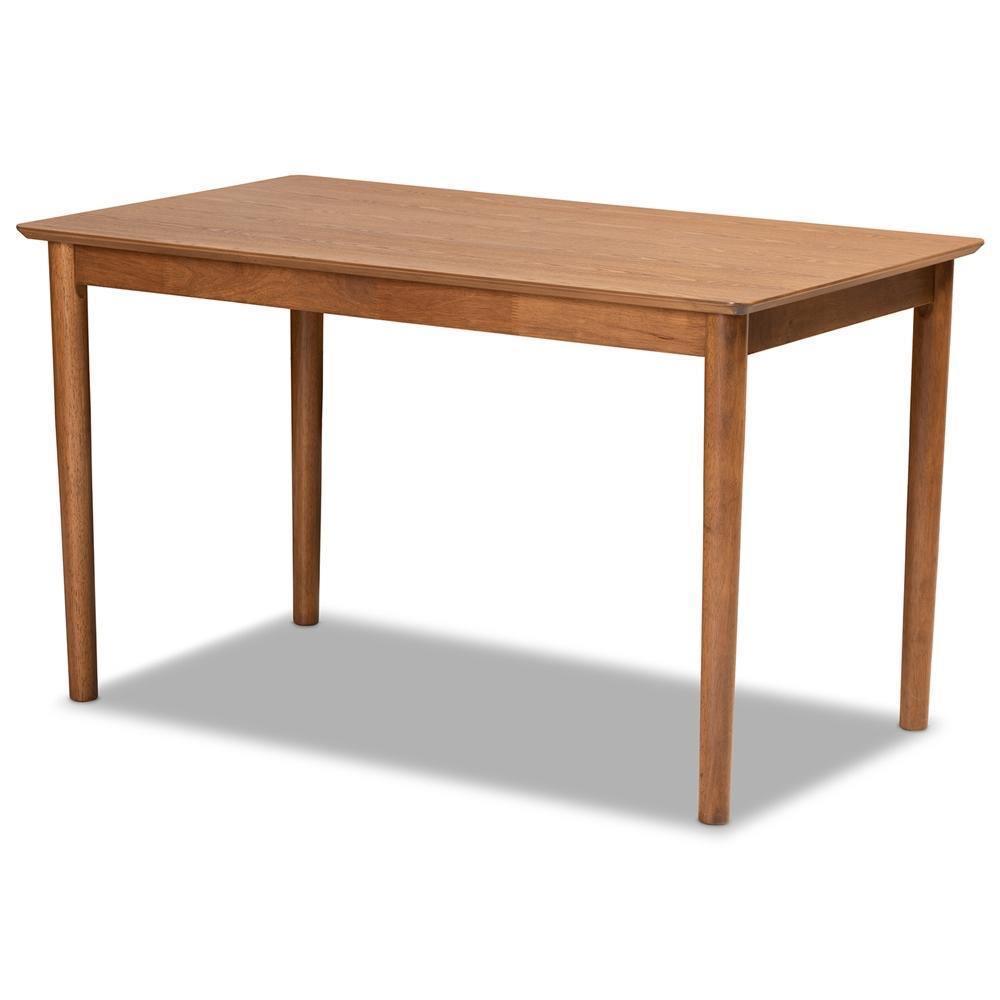 Sanford Mid-Century Modern Tan Faux Leather Upholstered and Walnut Brown Finished Wood 4-Piece Dining Nook Set FredCo