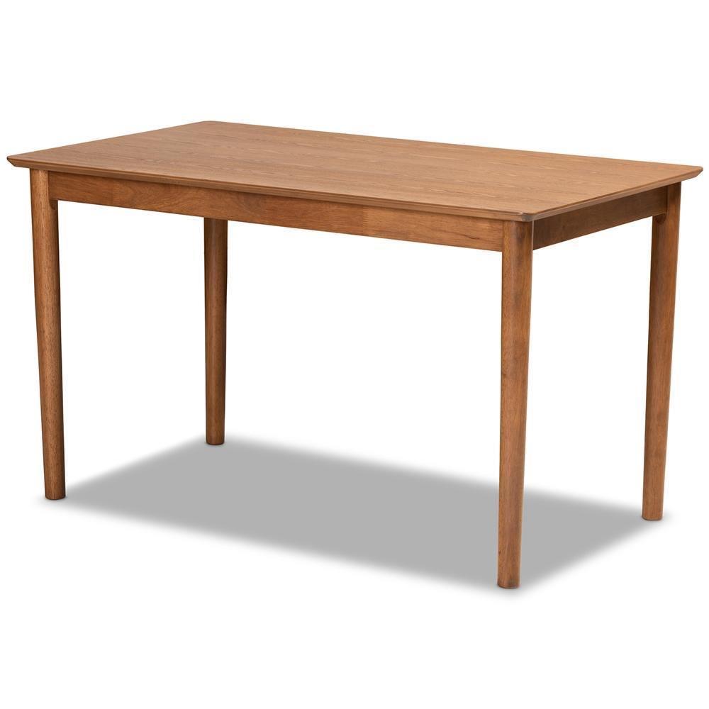 Sanford Mid-Century Modern Tan Faux Leather Upholstered and Walnut Brown Finished Wood 5-Piece Dining Nook Set FredCo