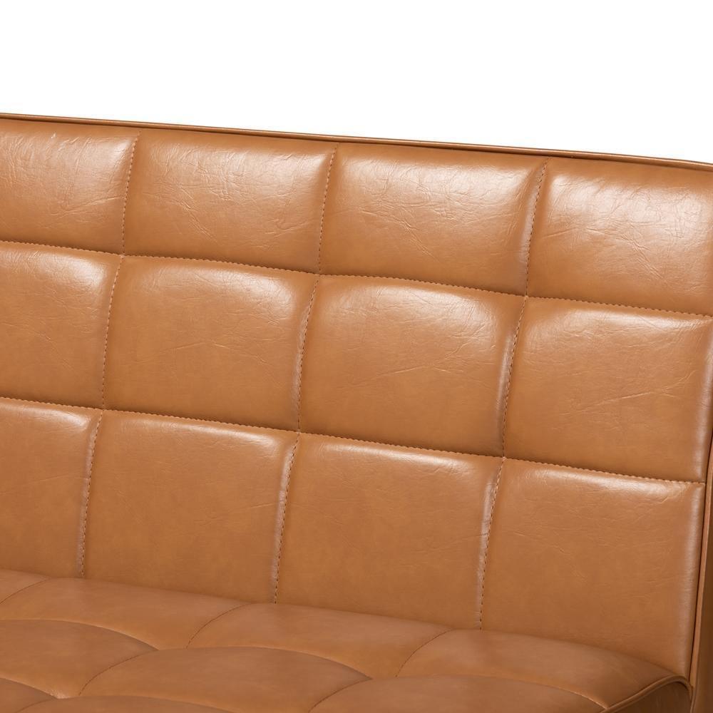 Sanford Mid-Century Modern Tan Faux Leather Upholstered and Walnut Brown Finished Wood 5-Piece Dining Nook Set FredCo