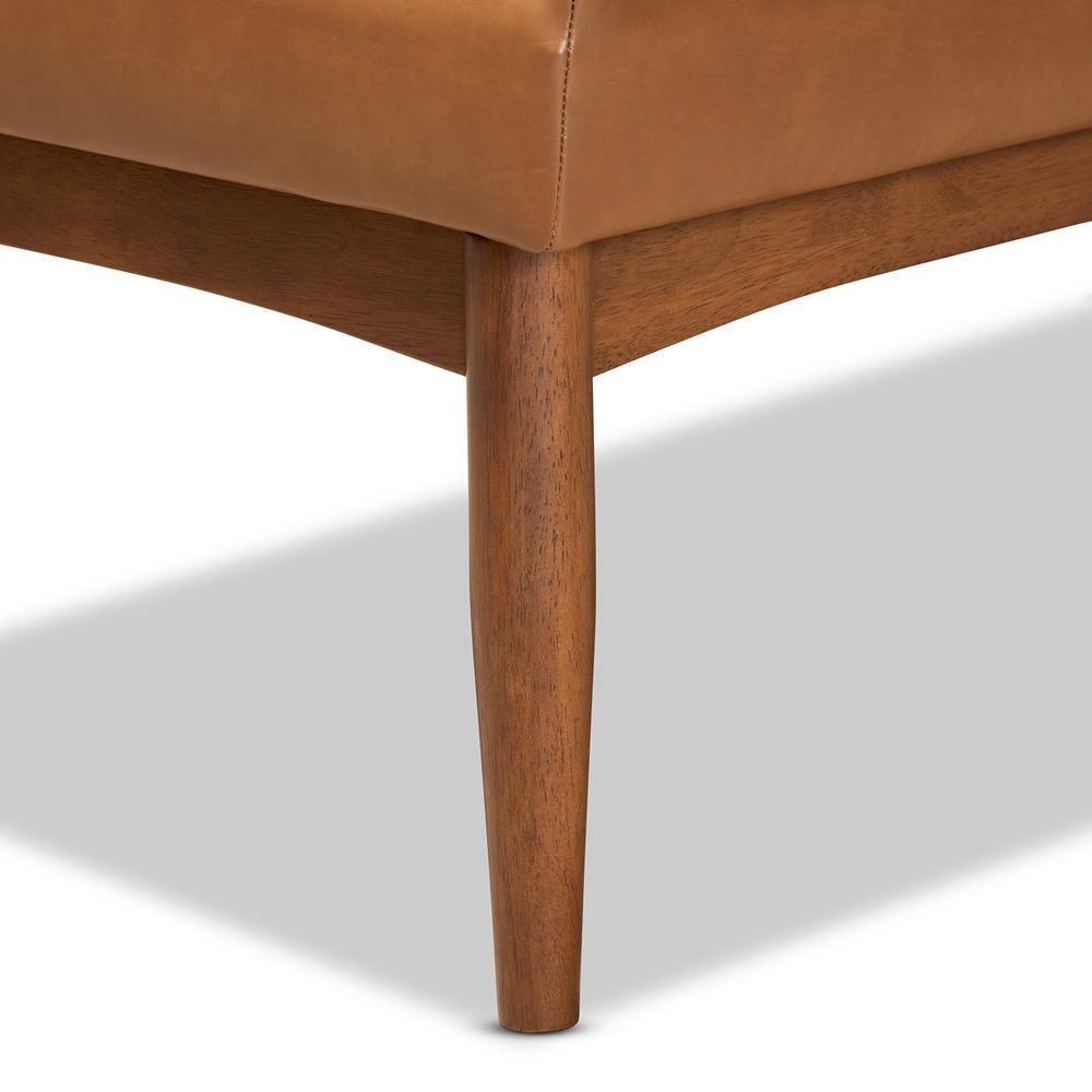 Sanford Mid-Century Modern Tan Faux Leather Upholstered and Walnut Brown Finished Wood 5-Piece Dining Nook Set FredCo
