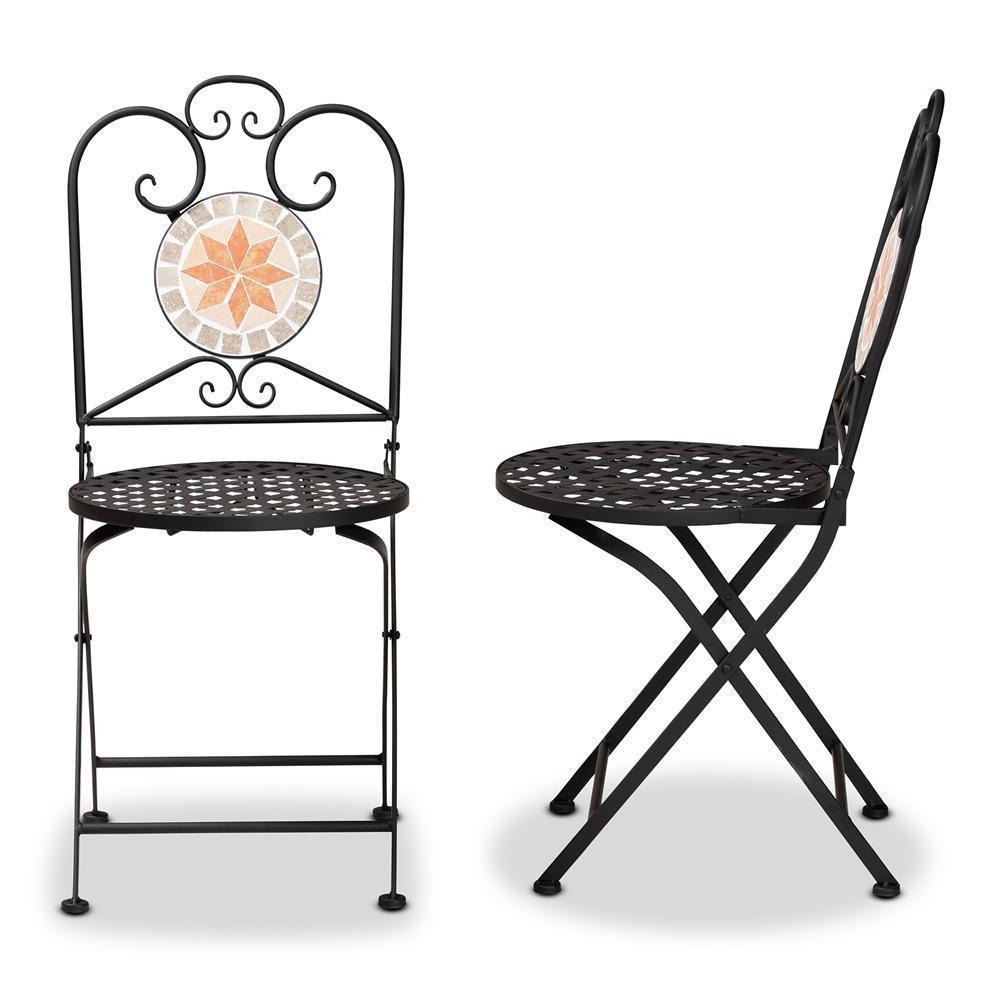 Santina Modern and Contemporary Black Metal 2-Piece Outdoor Dining Chair Set FredCo