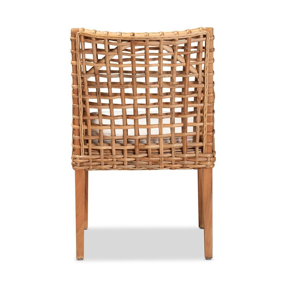 Saoka Modern and Contemporary Natural Brown Finished Wood and Rattan Dining Chair FredCo