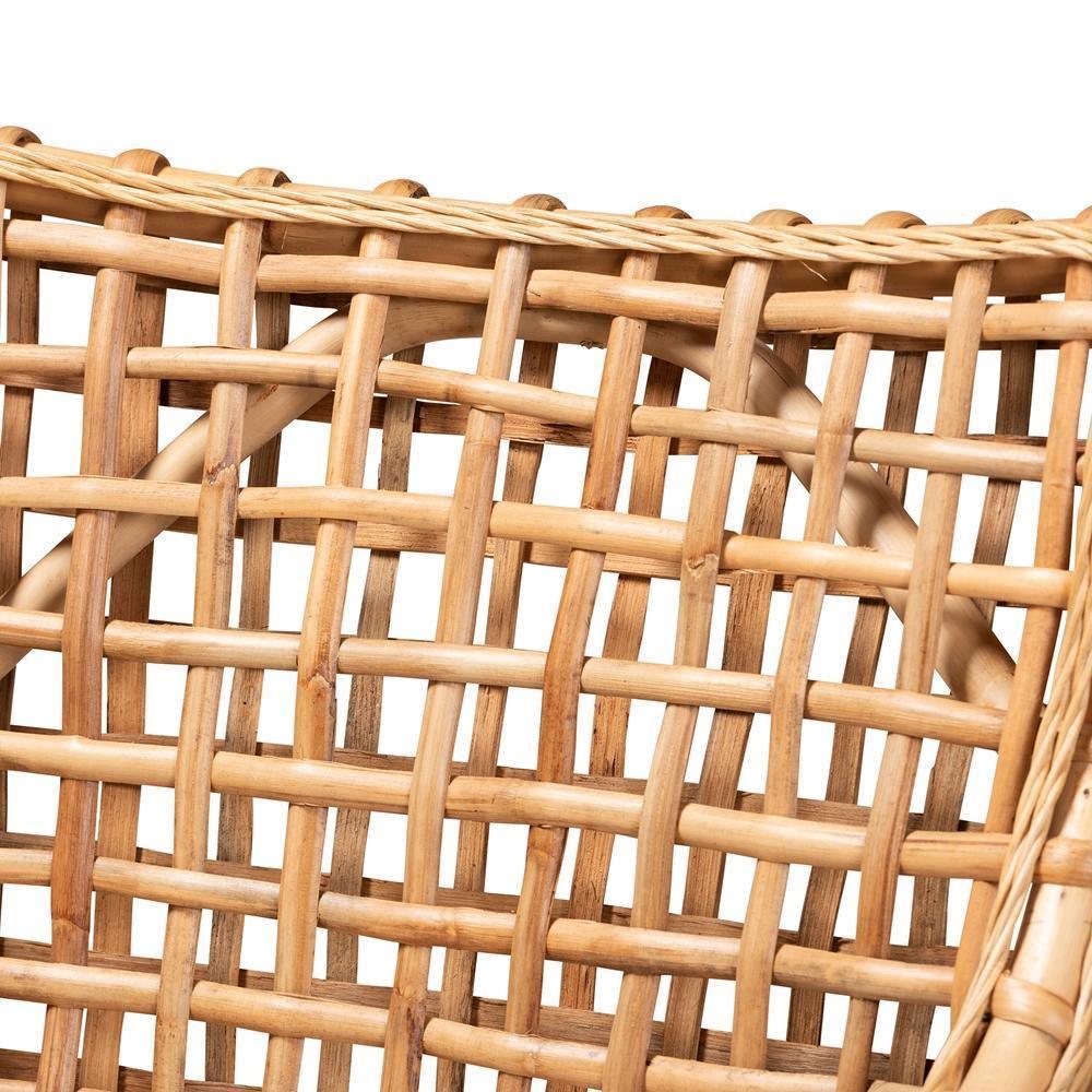 Saoka Modern and Contemporary Natural Brown Finished Wood and Rattan Dining Chair FredCo