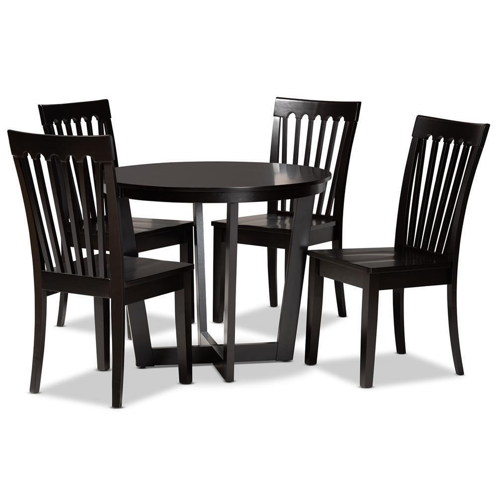 Sasa Modern and Contemporary Dark Brown Finished Wood 5-Piece Dining Set FredCo