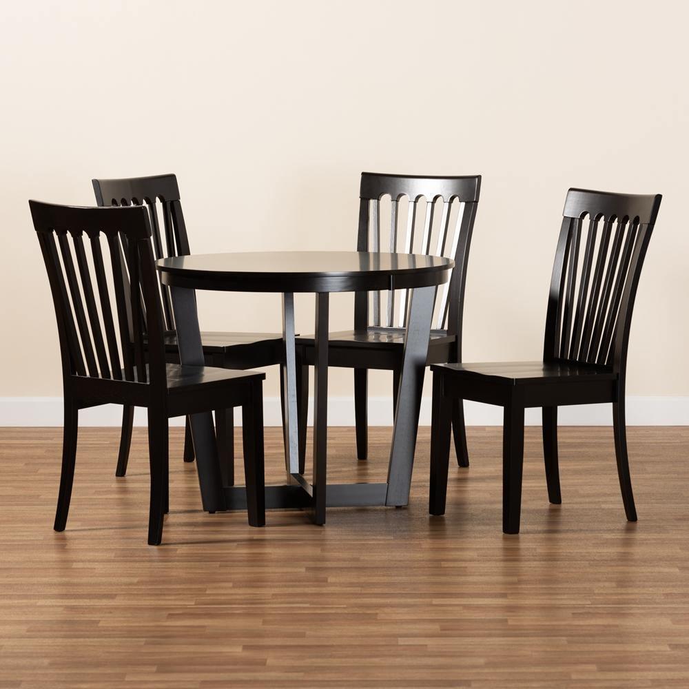 Sasa Modern and Contemporary Dark Brown Finished Wood 5-Piece Dining Set FredCo