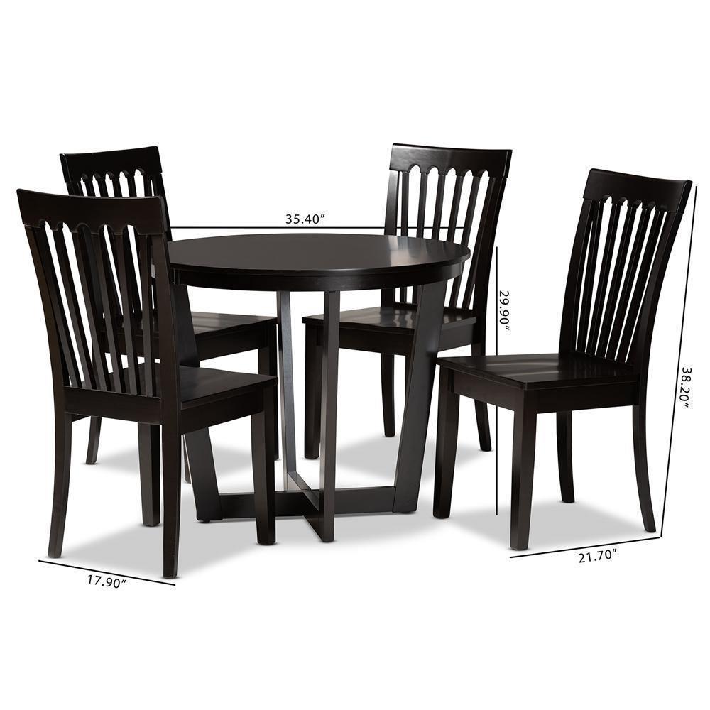 Sasa Modern and Contemporary Dark Brown Finished Wood 5-Piece Dining Set FredCo
