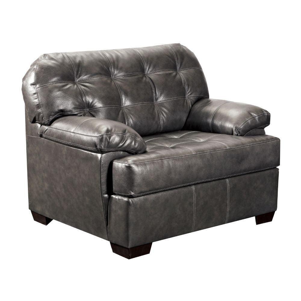 Saturio Chair Gray Top Grain Leather Match FredCo