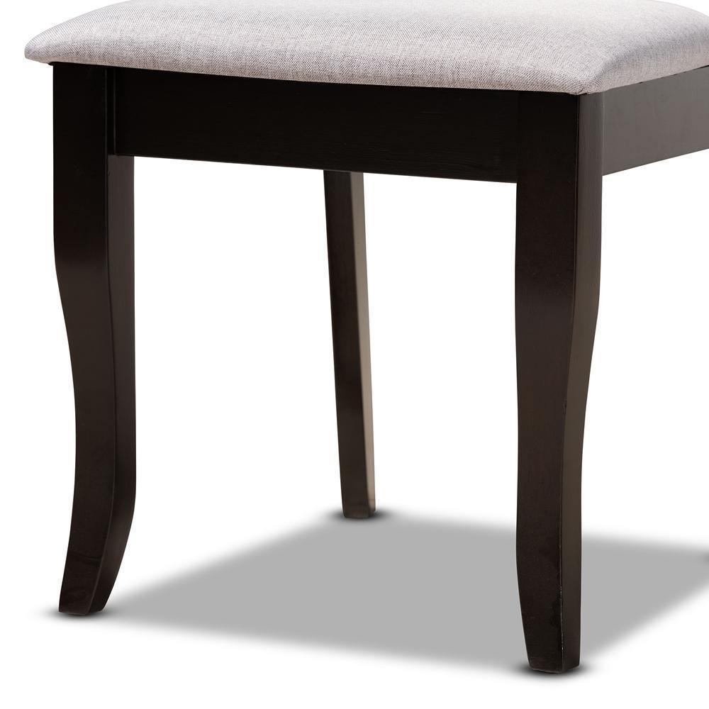 Savina Modern and Contemporary Grey Fabric Upholstered and Dark Brown Finished Wood 5-Piece Dining Set FredCo