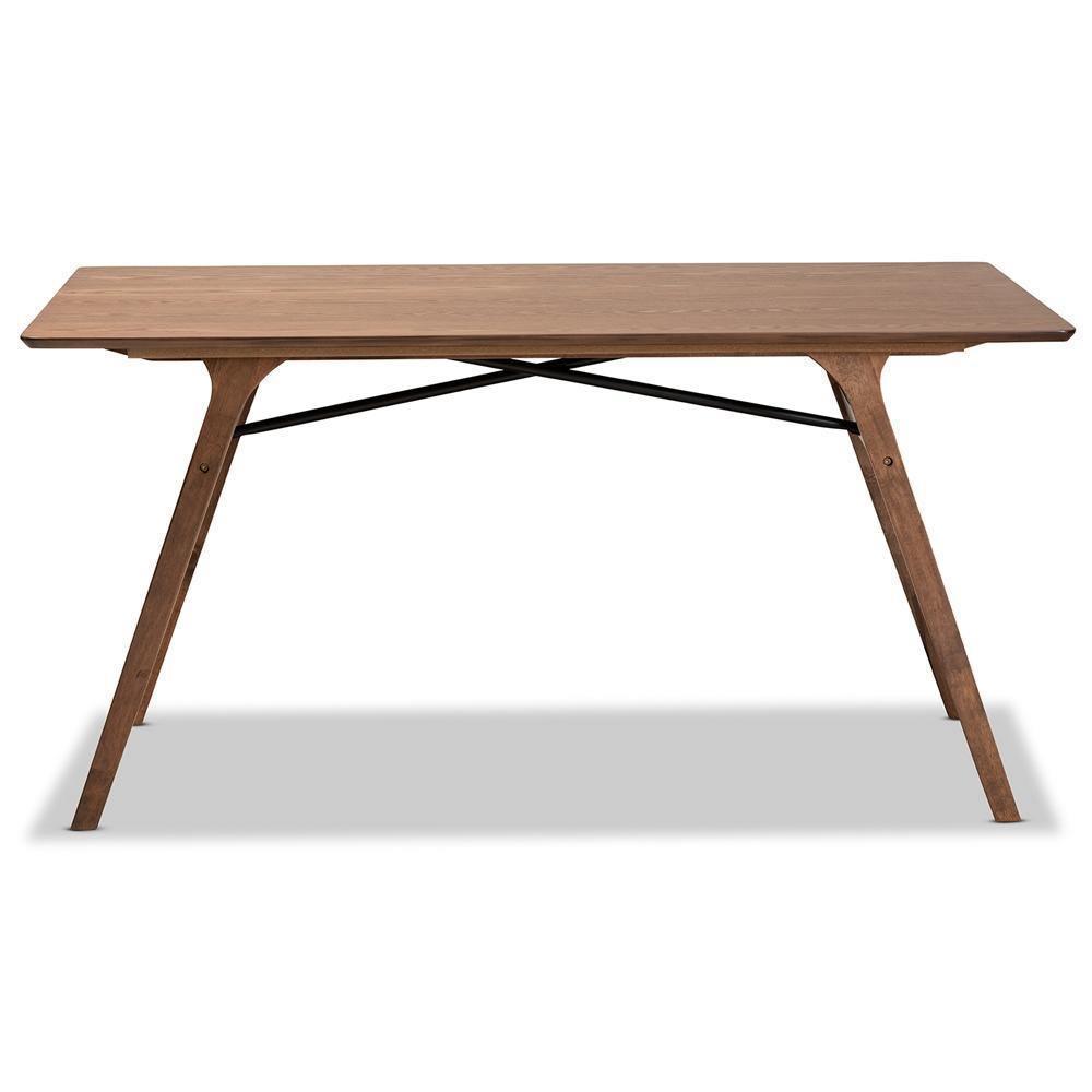 Saxton Mid-Century Modern Transitional Walnut Brown Finished Wood Dining Table FredCo