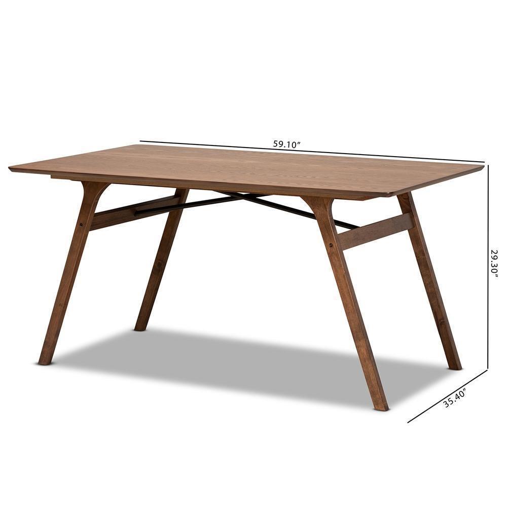 Saxton Mid-Century Modern Transitional Walnut Brown Finished Wood Dining Table FredCo