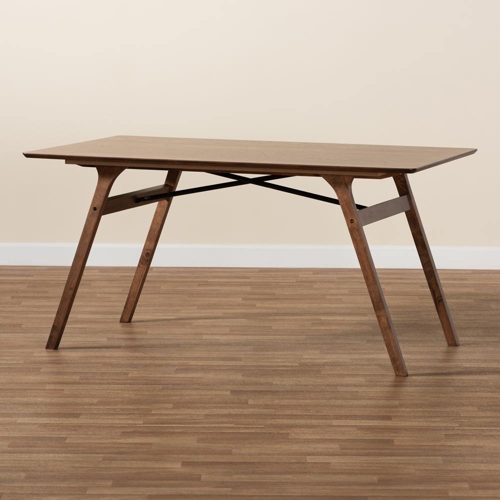 Saxton Mid-Century Modern Transitional Walnut Brown Finished Wood Dining Table FredCo