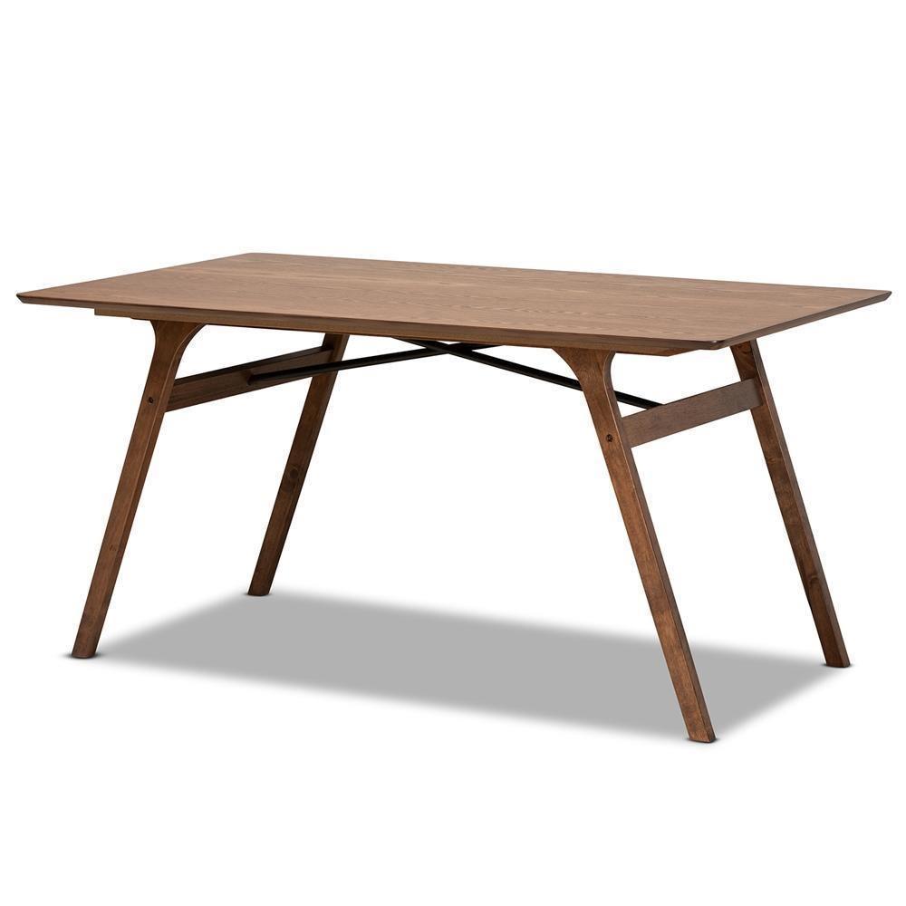 Saxton Mid-Century Modern Transitional Walnut Brown Finished Wood Dining Table FredCo