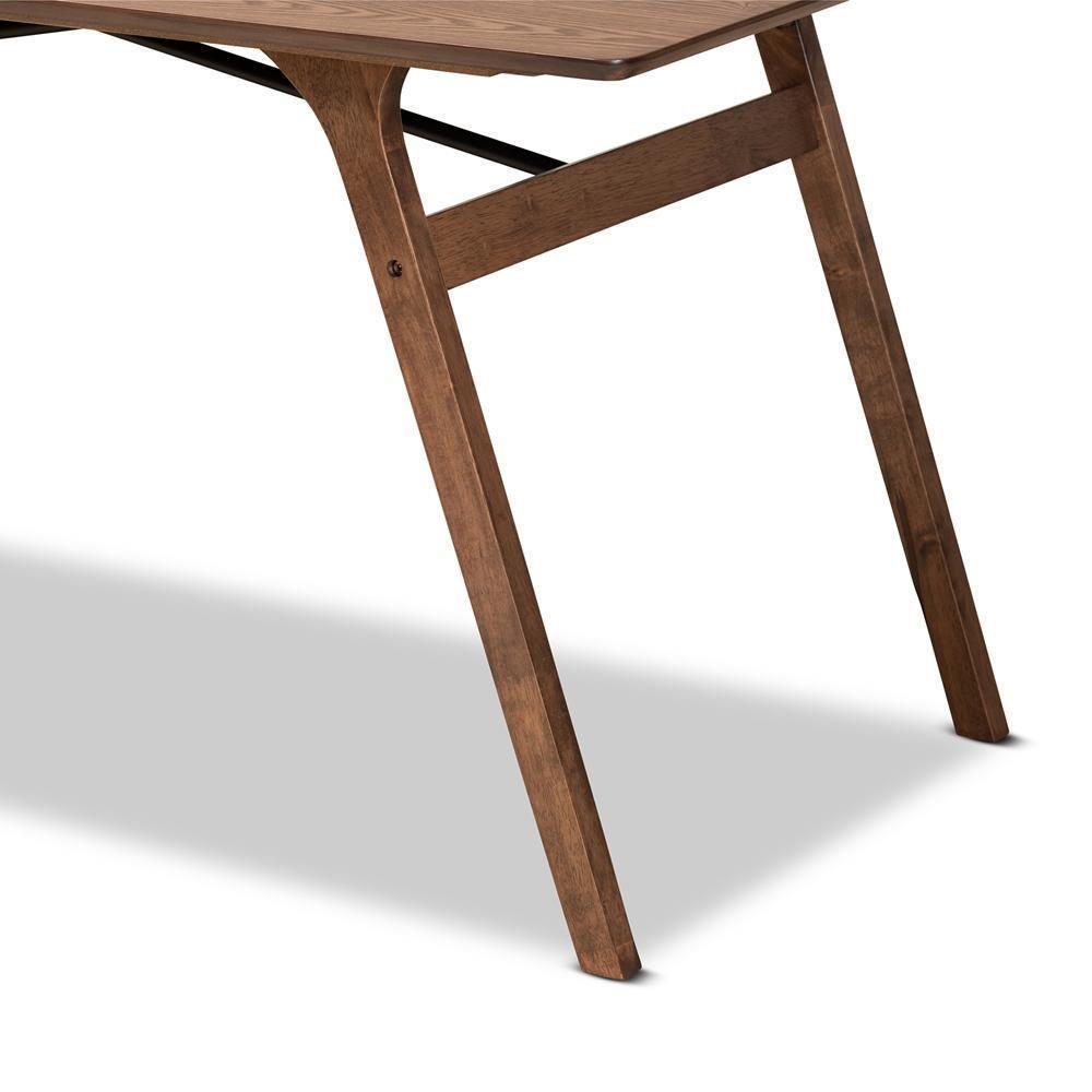 Saxton Mid-Century Modern Transitional Walnut Brown Finished Wood Dining Table FredCo
