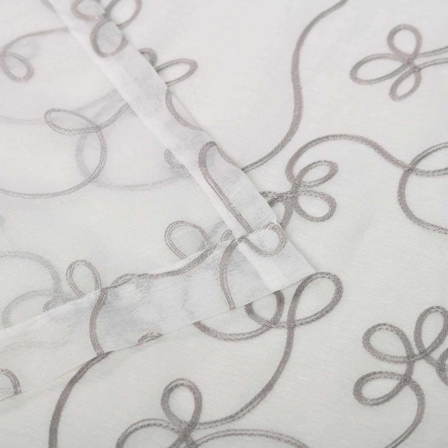Scroll Soft Diffused Light Airy Lightweight Floral Sheer Curtain Set FredCo