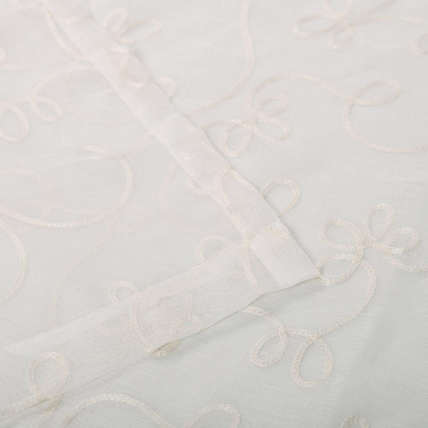 Scroll Soft Diffused Light Airy Lightweight Floral Sheer Curtain Set FredCo